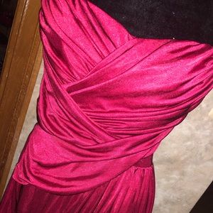 red, formal midi dress